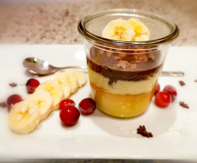 Bananenschnitte im Glas