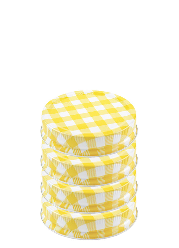 Schraubdeckel GPI 70 gelb-weiss-karo (4er)